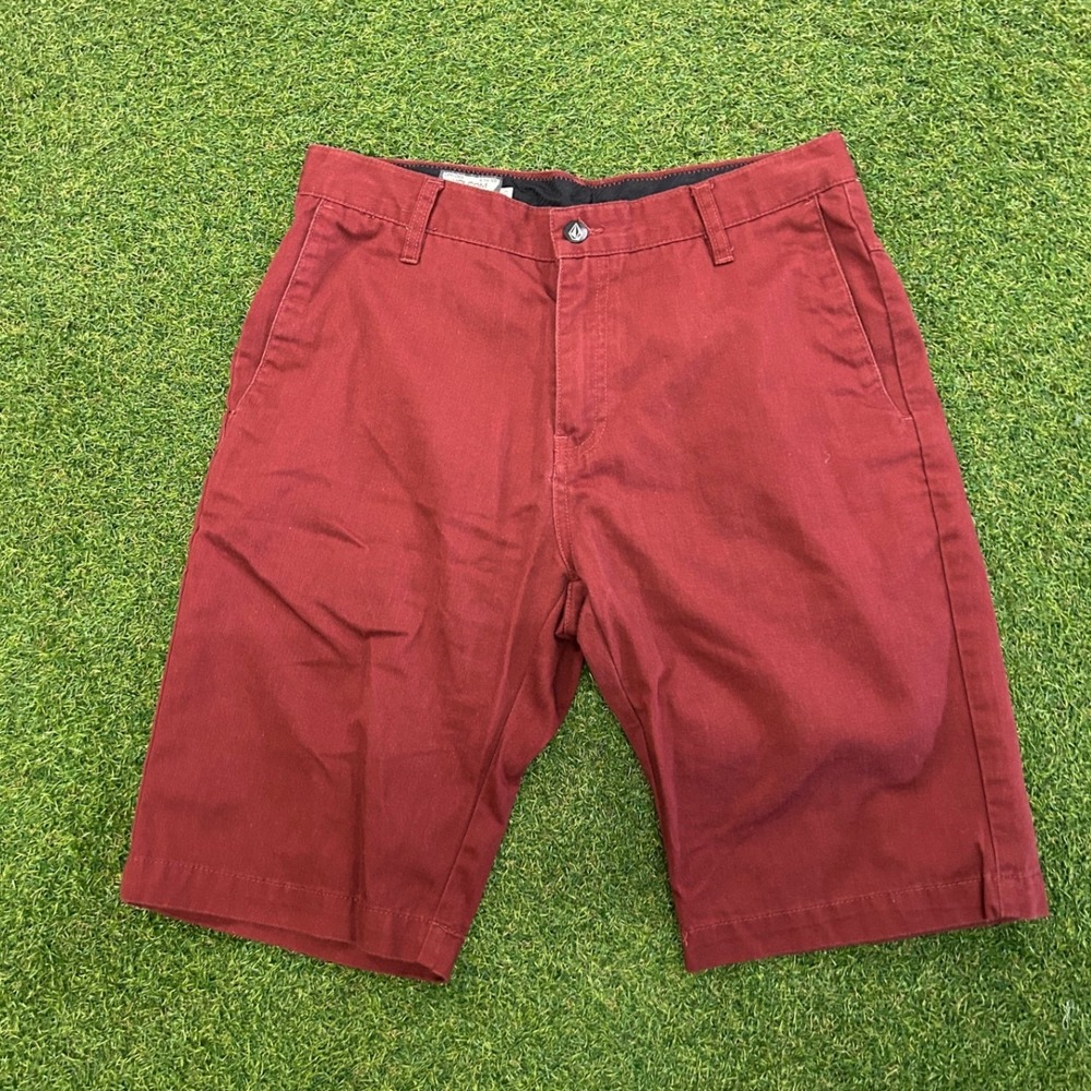 Volcom Mens Frickin Modern Fit Chino Shorts Burgundy Red Size 30 Skateboard Walk